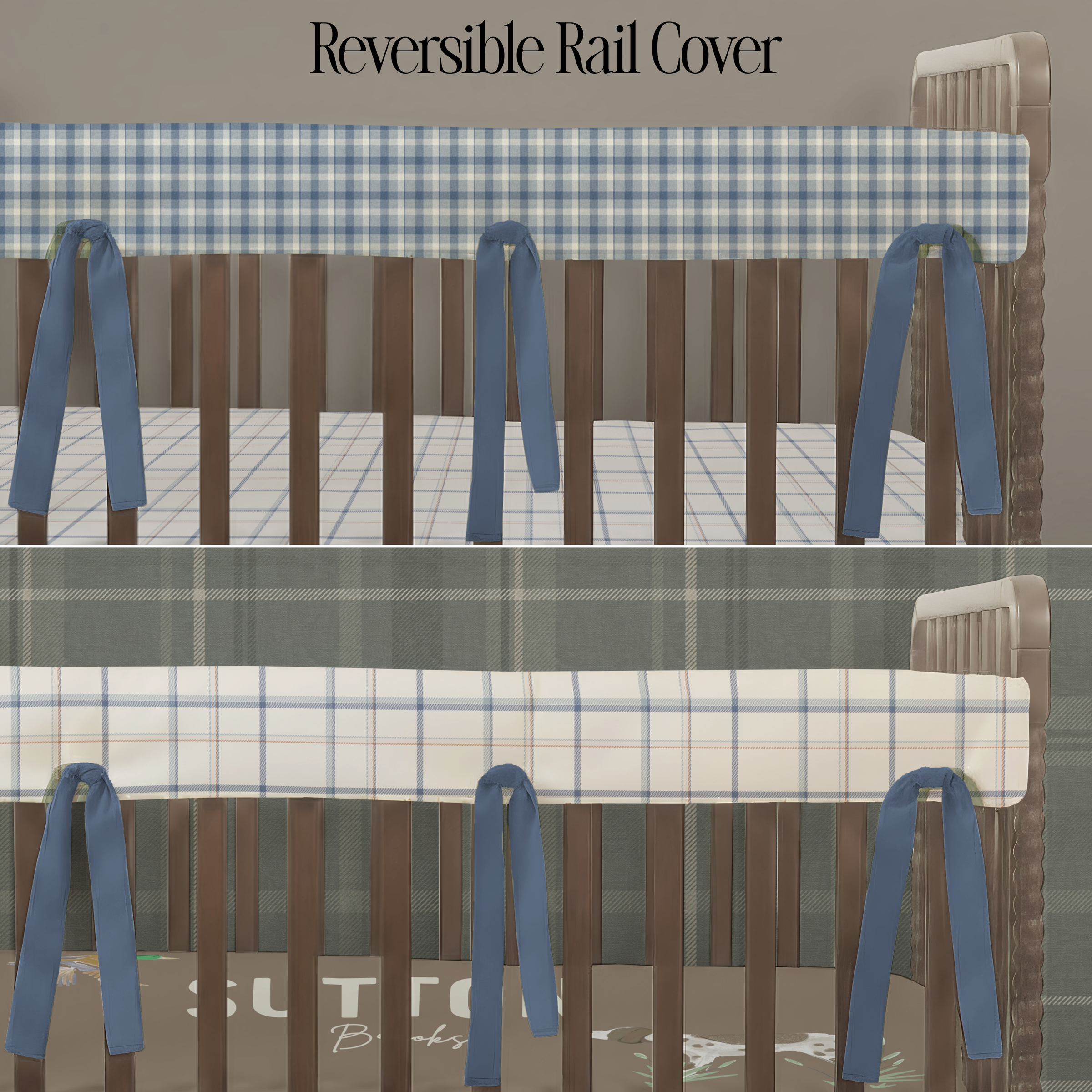 Crib Rail Cover | Riverbend Check + Stillwater Check