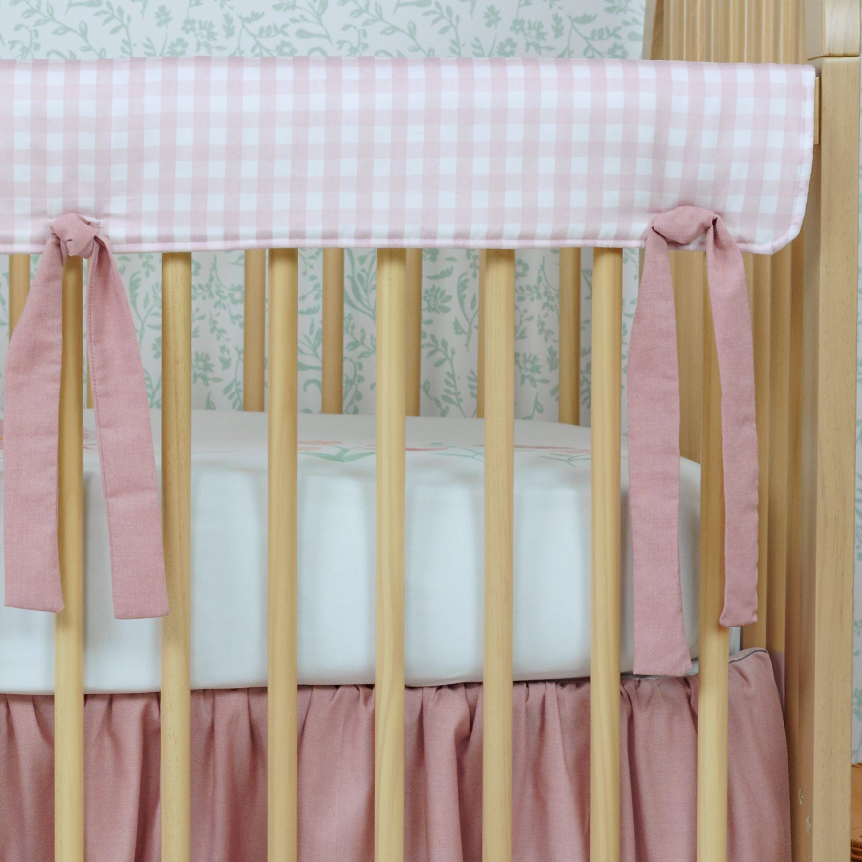 Crib Rail Cover | Gingham in Cottage Rose