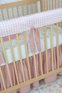 Crib Rail Cover | Gingham in Cottage Rose