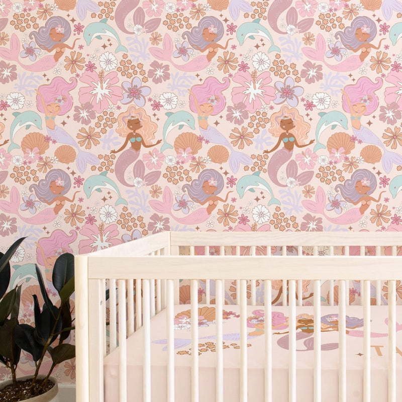 Boho Mermaids Peel & Stick Wallpaper - Boho Mermaids, gender_girl, Theme_Boho