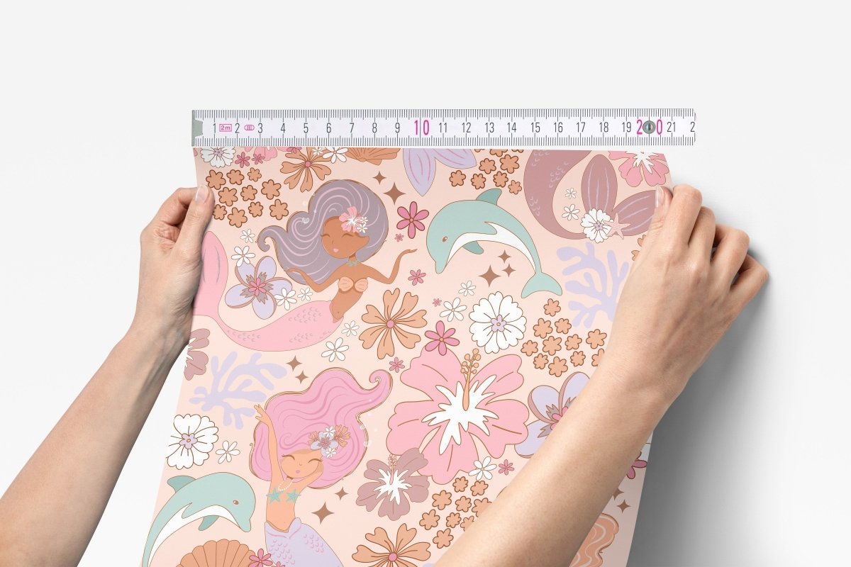 Boho Mermaids Peel & Stick Wallpaper - Boho Mermaids, gender_girl, Theme_Boho