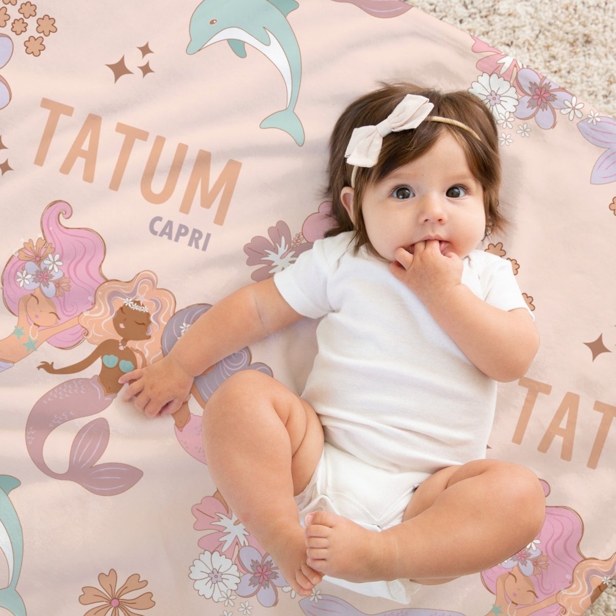 Boho Mermaids Personalized Baby Blanket - Boho Mermaids, gender_girl, Personalized_Yes