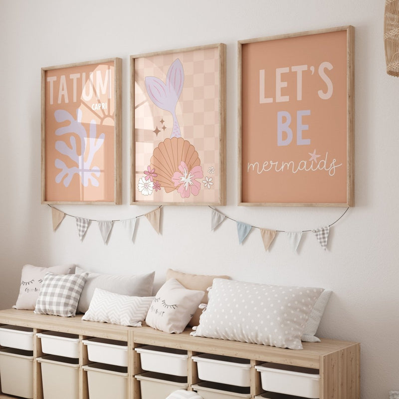 Boho Mermaids Personalized Nursery Art - Boho Mermaids, gender_girl, text