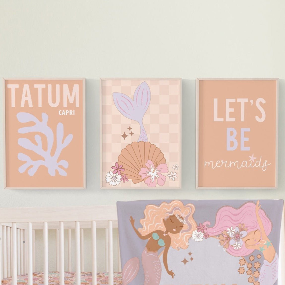 Boho Mermaids Personalized Nursery Art - Boho Mermaids, gender_girl, text