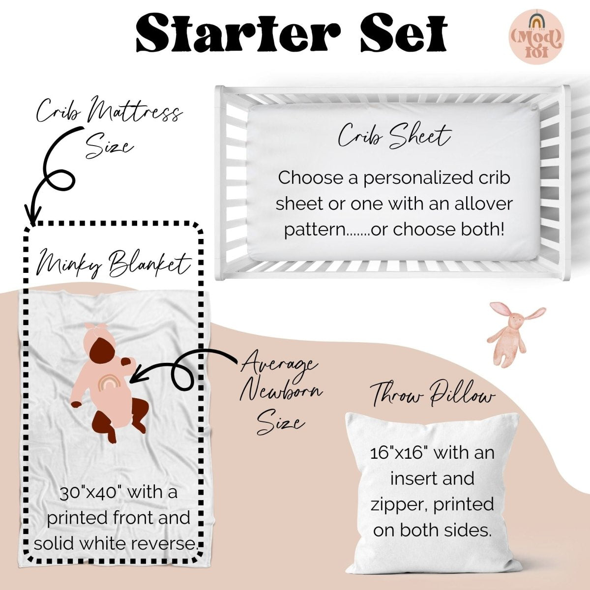 Highland Cow Floral Nursery Starter Set - gender_girl, Highland Cow Floral, text