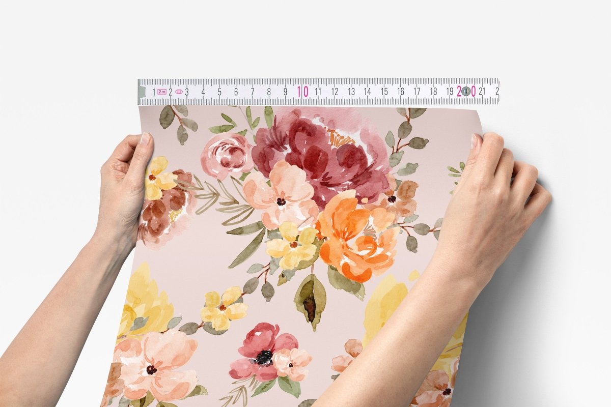 Highland Cow Wildflower Peel & Stick Wallpaper - gender_girl, Highland Cow Wildflower, Theme_Boho