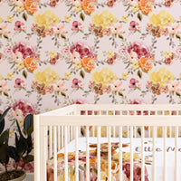 Highland Cow Wildflower Peel & Stick Wallpaper - gender_girl, Highland Cow Wildflower, Theme_Boho