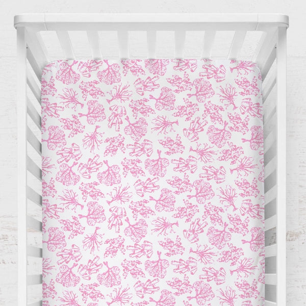 Southern Preppy Pink Coral Crib Sheet - gender_girl, Southern Preppy,