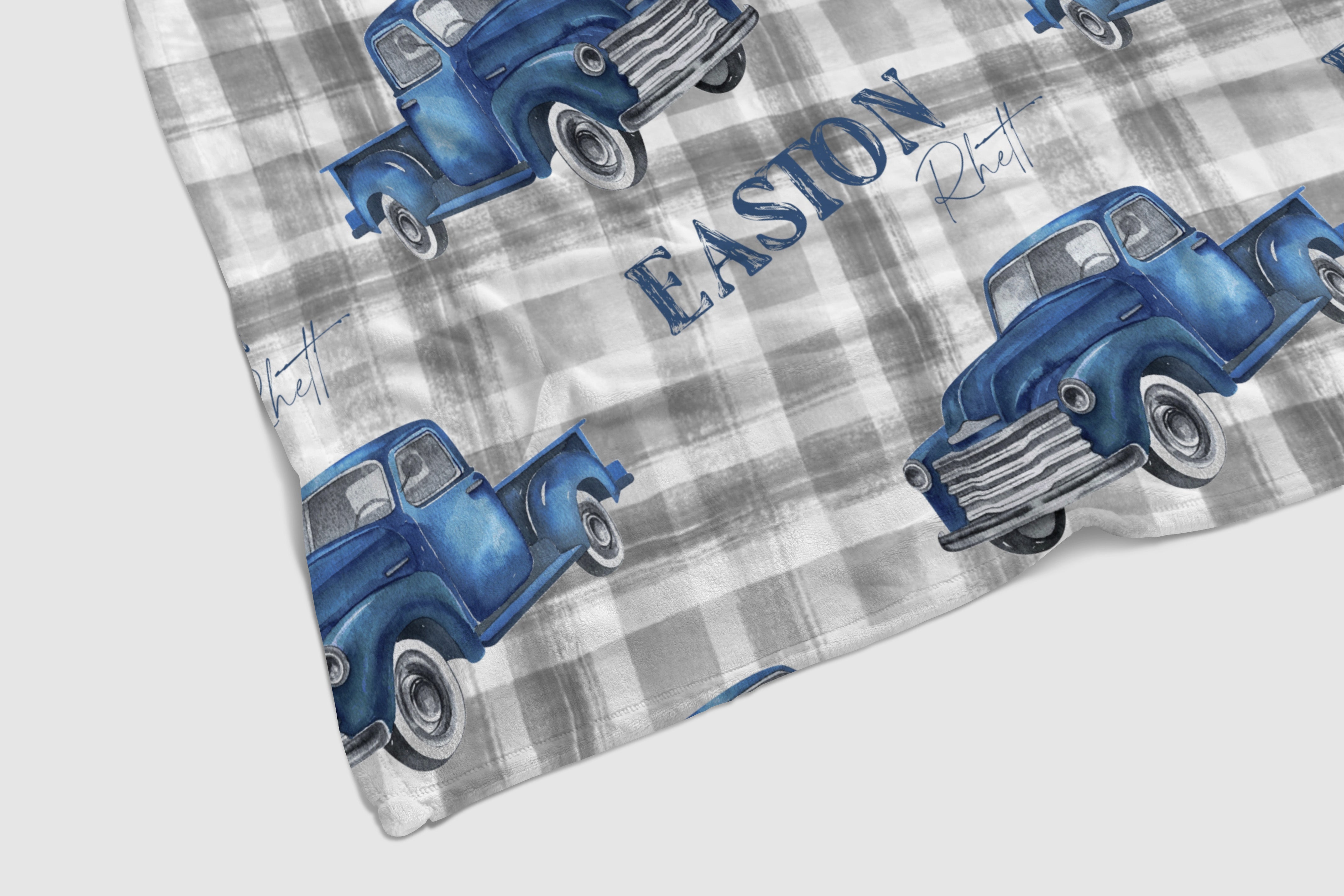 Vintage Truck Personalized Baby Blanket - gender_boy, Personalized_Yes, text