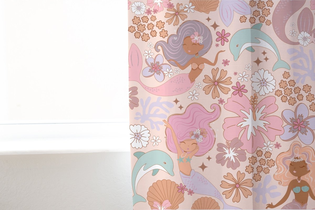 Boho Mermaids Curtain Panel Curtain Panels, Boho Mermaids Nursery