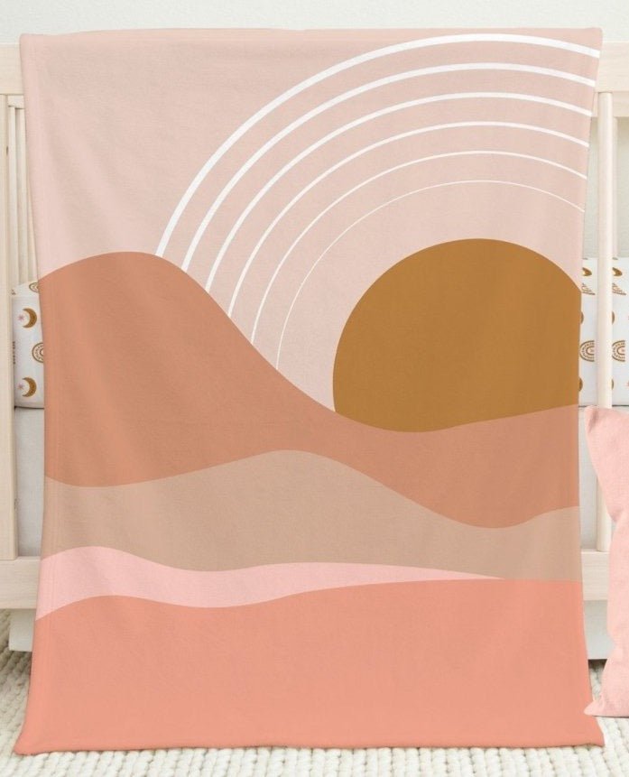 Boho Sunset Rainbow Personalized Crib Bedding - Boho Sunset, gender_girl, text