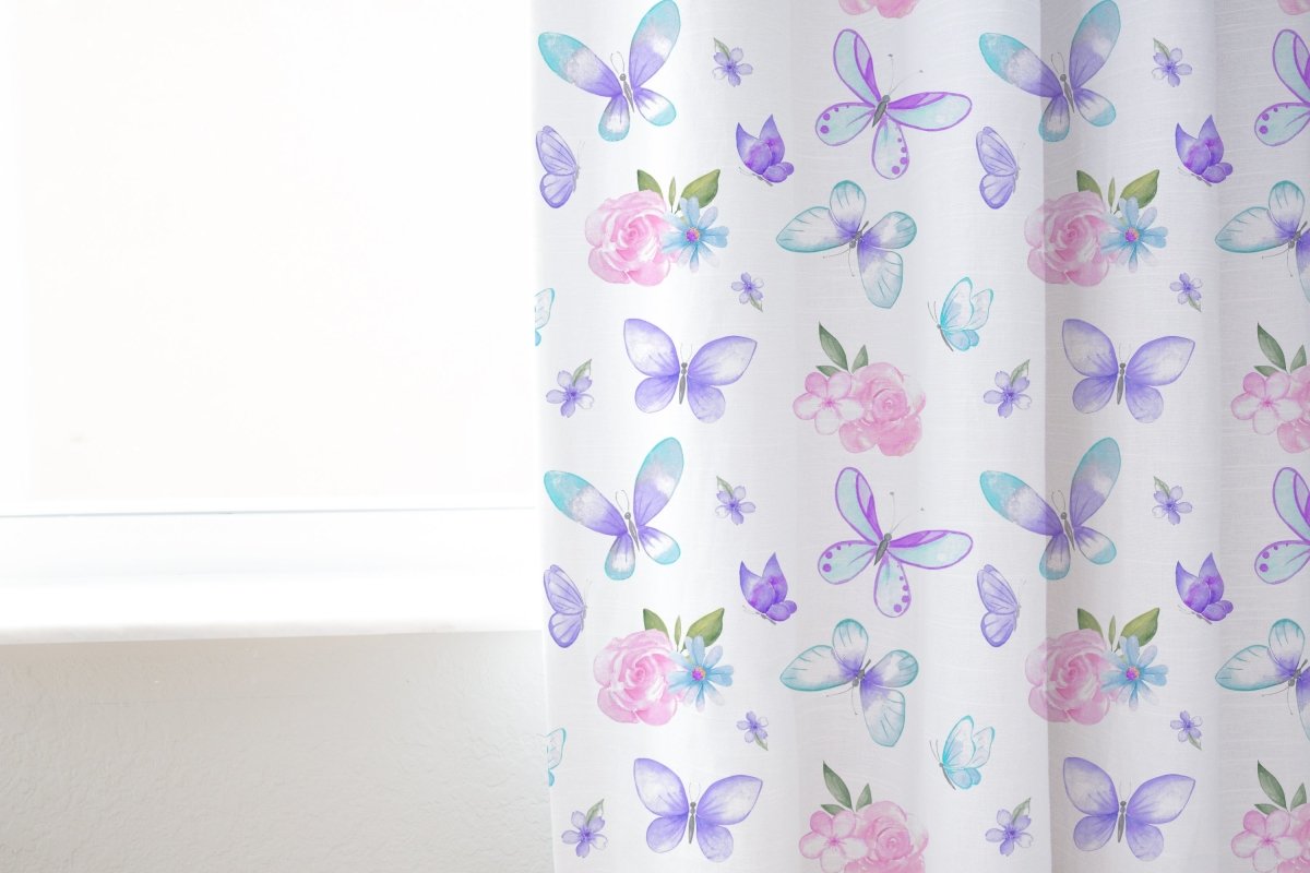 Butterfly Floral Curtain Panel - Butterfly Floral, gender_girl, Theme_Butterfly