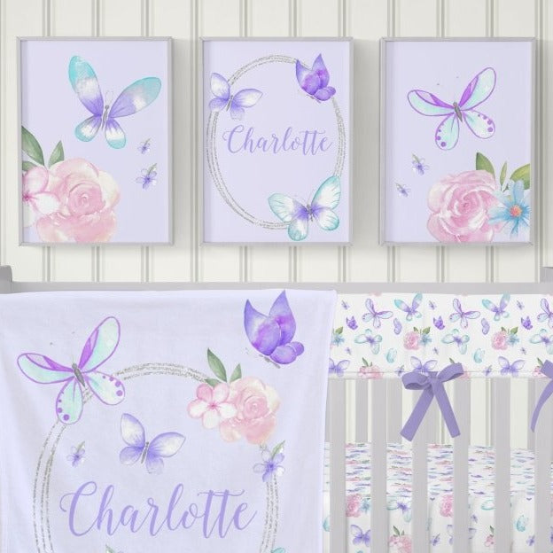 Butterfly Floral Personalized Nursery Art - Butterfly Floral, gender_girl, text