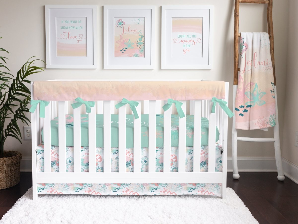 Coral Waves Ombre Crib Bedding - Coral Waves, gender_girl, text
