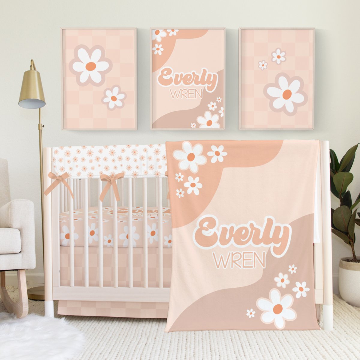 Daisy Floral on White Crib Bedding - Daisy, gender_girl, text