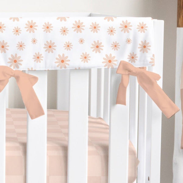 Daisy Floral on White Crib Rail Guards - Daisy, gender_girl, Theme_Floral