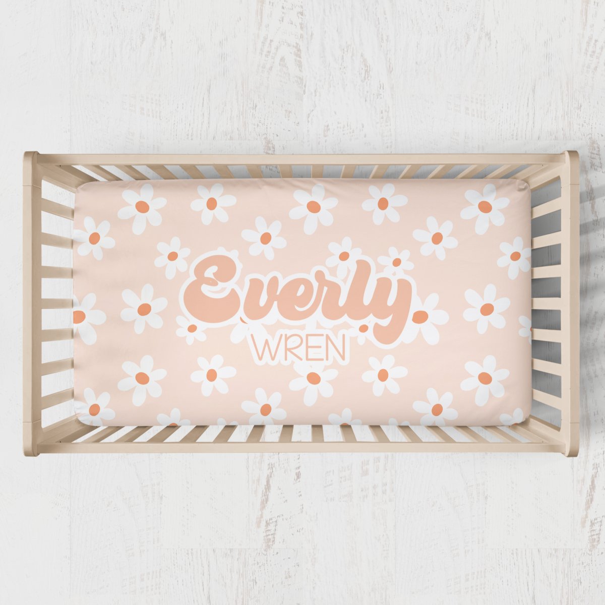 Daisy Personalized Floral Crib Sheet - Daisy, gender_girl, Personalized_Yes