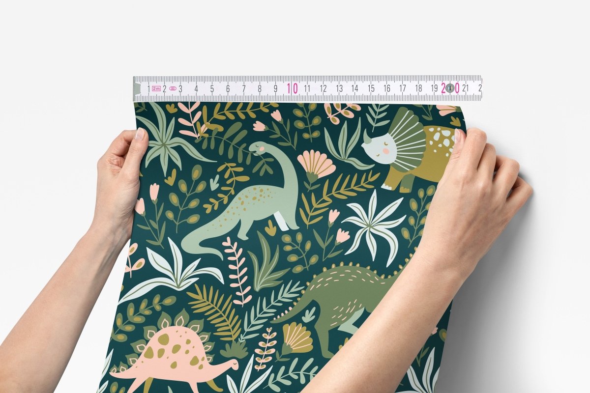 Dinosaur Garden Peel & Stick Wallpaper - Dinosaur Garden, gender_girl, Theme_Dinosaur