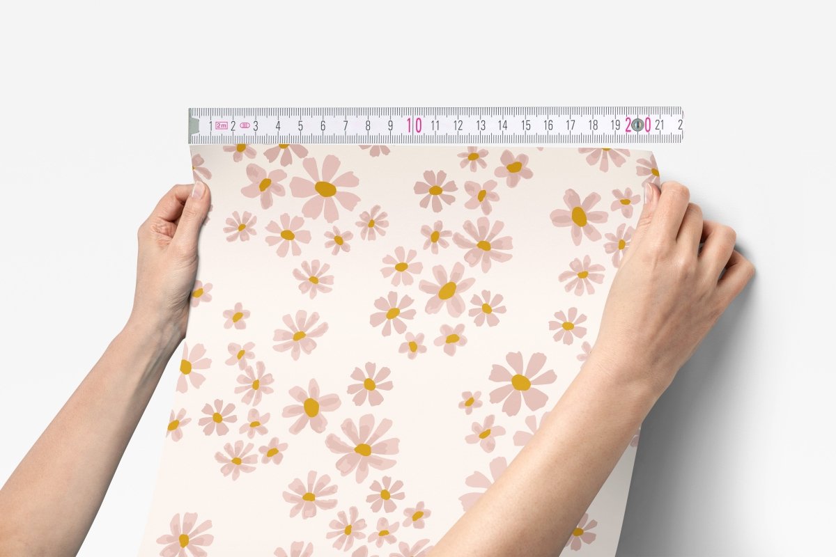 Dusty Rose Daisy Peel & Stick Wallpaper - gender_girl, Theme_Boho, Theme_Floral