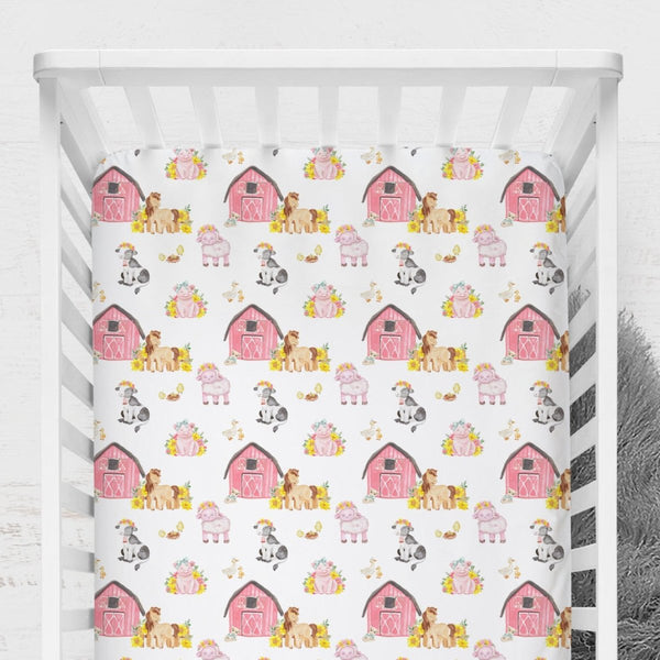 Farm Girl Crib Sheet - gender_girl, Theme_Farm, Theme_Floral