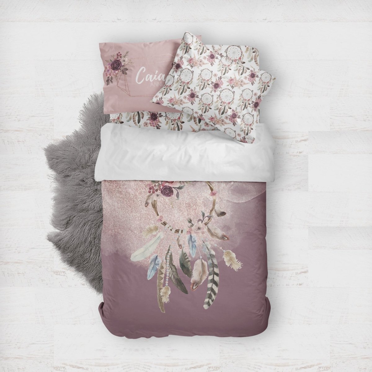 Floral Dreamcatcher Kids Bedding Set (Comforter or Duvet Cover) - Floral Dreamcatcher, gender_girl, text