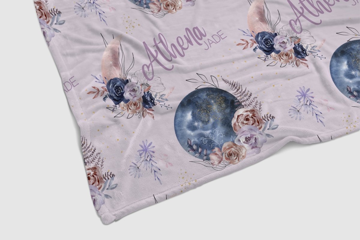 Floral Moon Personalized Baby Blanket - Floral Moon, gender_girl, Personalized_Yes