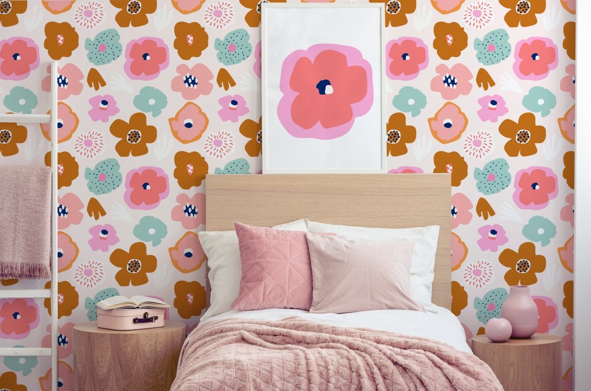 Happy Flowers Peel & Stick Wallpaper - gender_girl, Theme_Boho, Theme_Floral