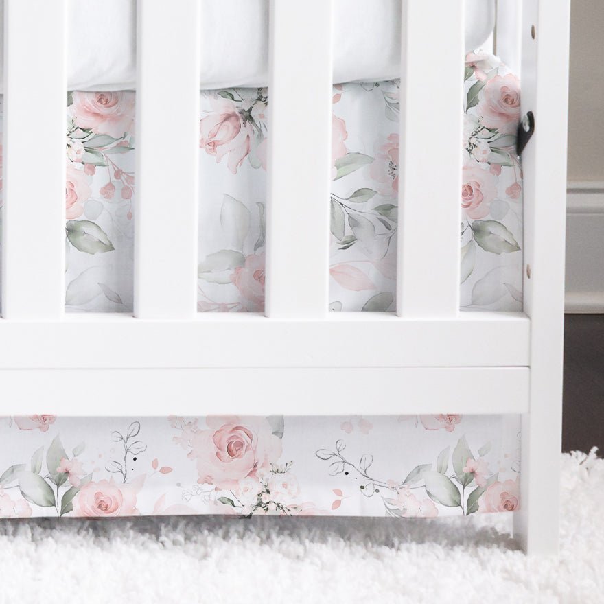 Highland Cow Floral Crib Skirt - gender_girl, Highland Cow Floral, Theme_Boho