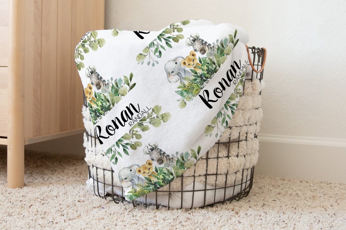 Leafy Jungle Personalized Baby Blanket - gender_boy, Leafy Jungle, Personalized_Yes