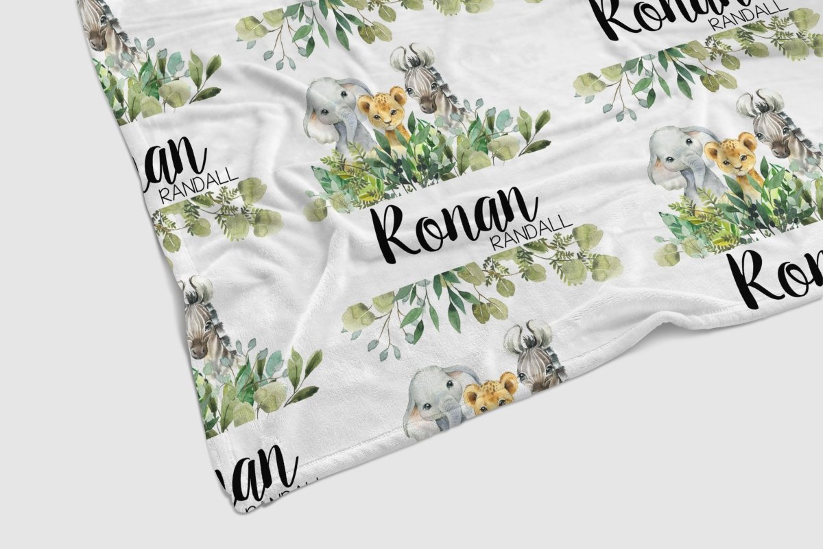 Leafy Jungle Personalized Baby Blanket - gender_boy, Leafy Jungle, Personalized_Yes