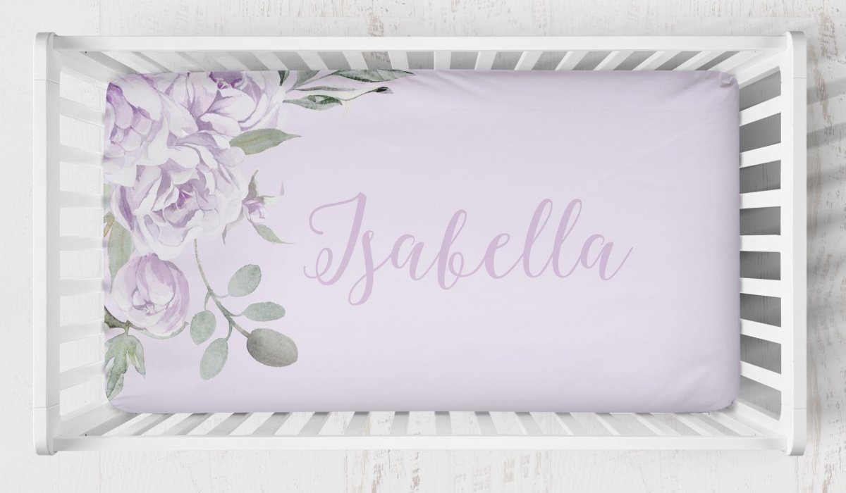 Lovely Lavender Personalized Crib Sheet - gender_girl, Personalized_Yes, text