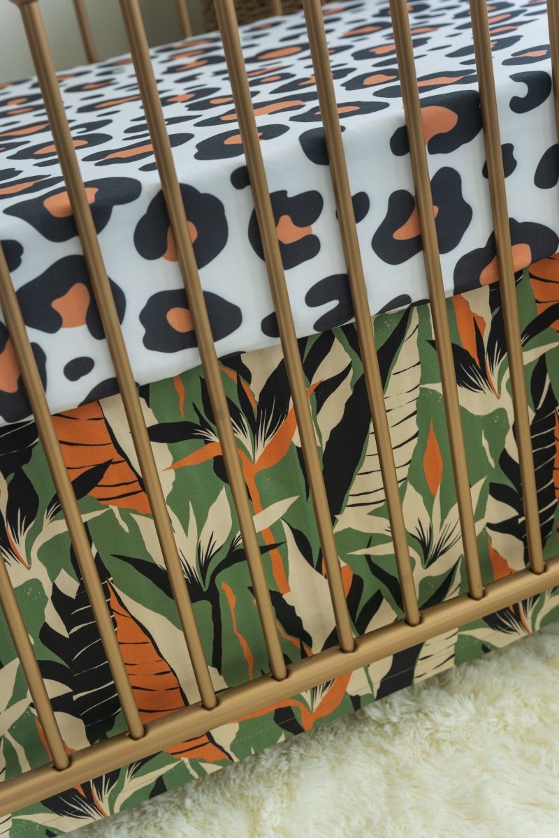 Luxe Leopard Palm Crib Skirt - gender_boy, gender_neutral, Luxe Leopard
