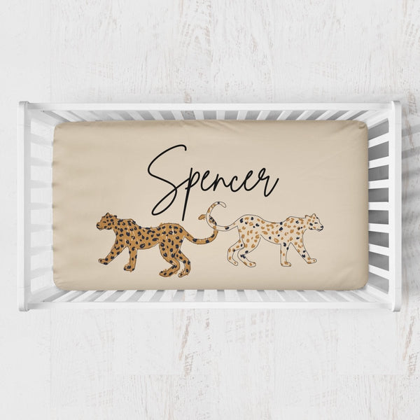 Luxe Leopard Personalized Crib Sheet - gender_boy, gender_neutral, Personalized_Yes