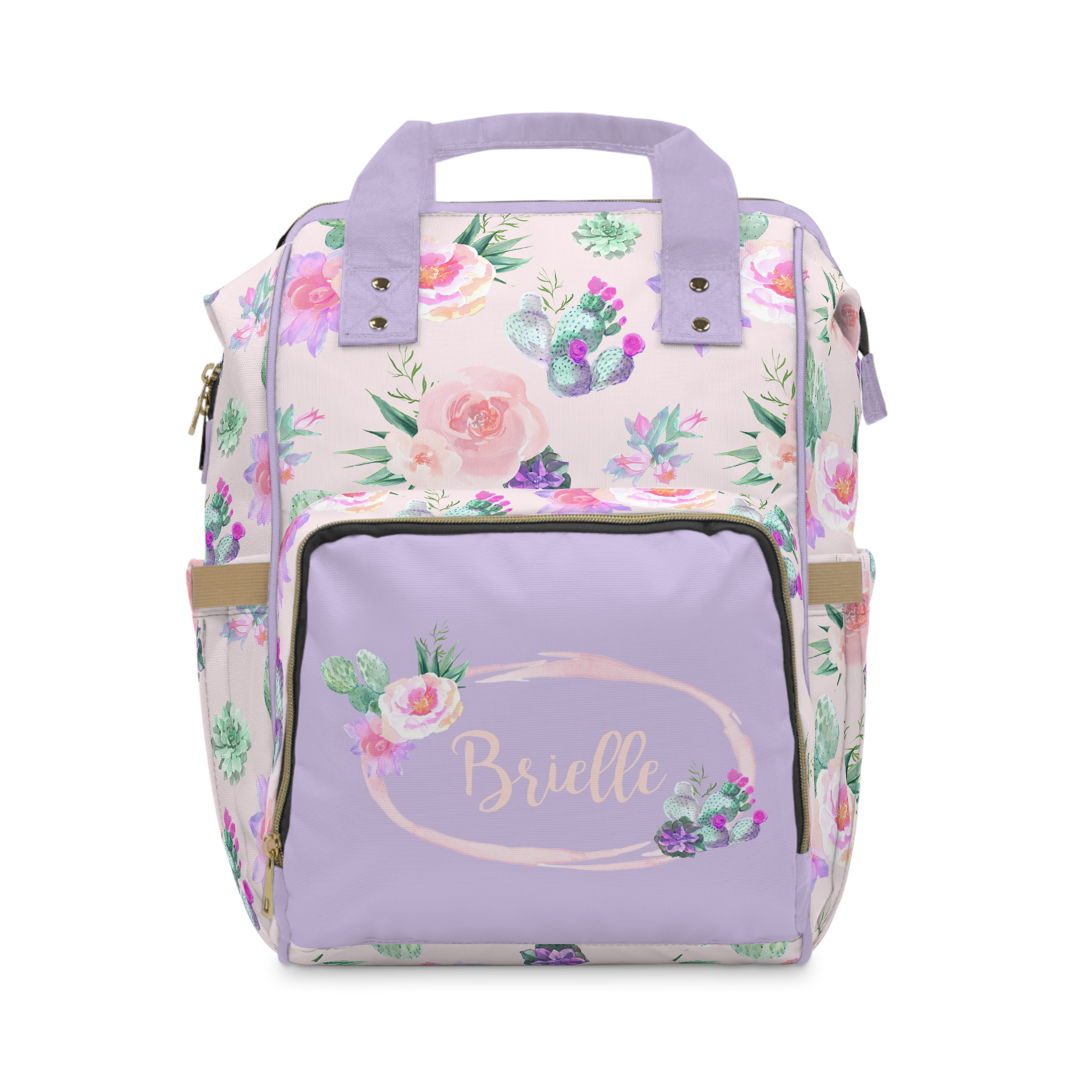Cactus Floral Personalized Backpack Diaper Bag - Cactus Floral, gender_girl, text