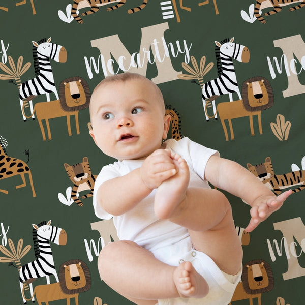 Mod Safari Personalized Baby Blanket - gender_boy, Mod Safari, Personalized_Yes