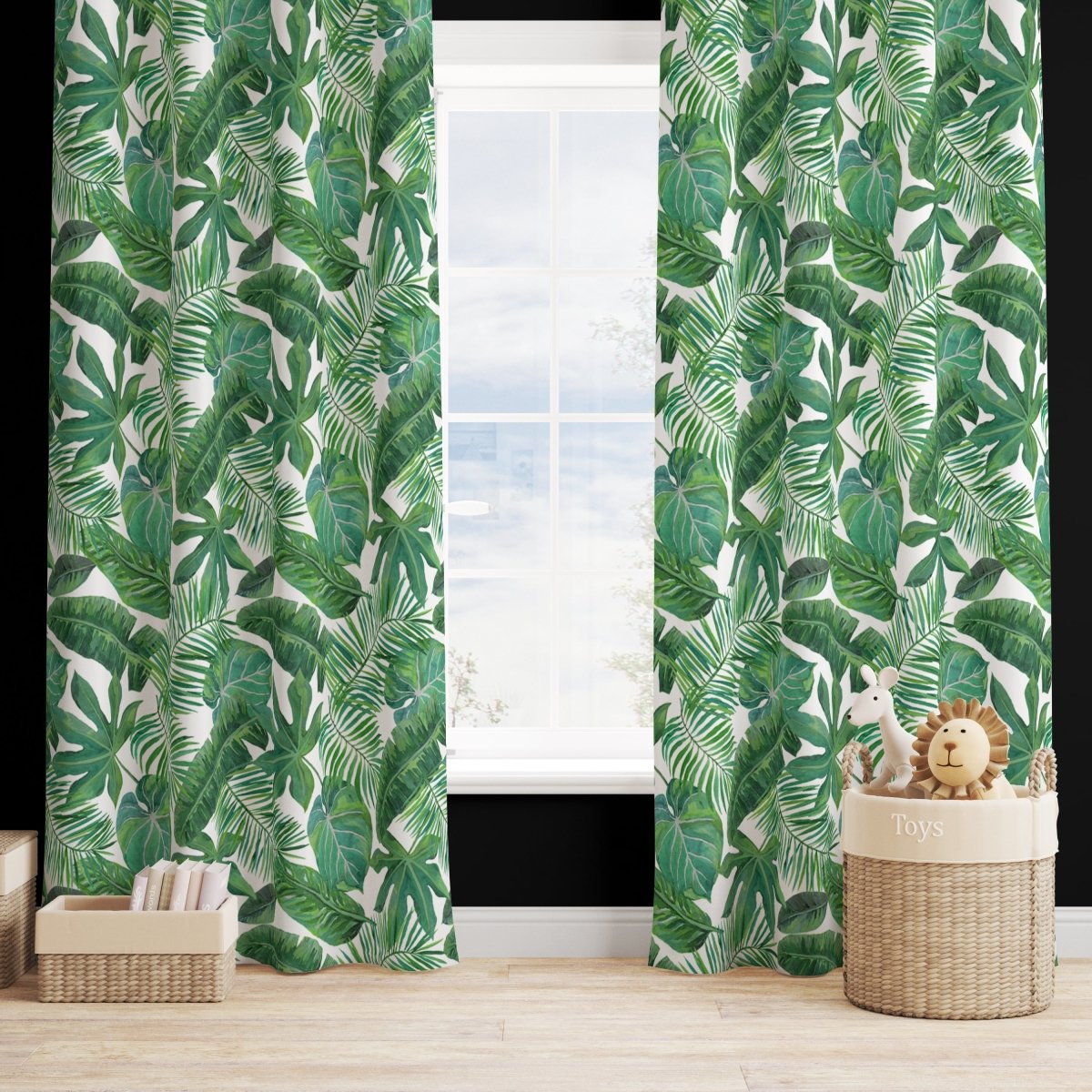 Modern Jungle Palm Curtain Panel - gender_boy, gender_neutral, Modern Jungle