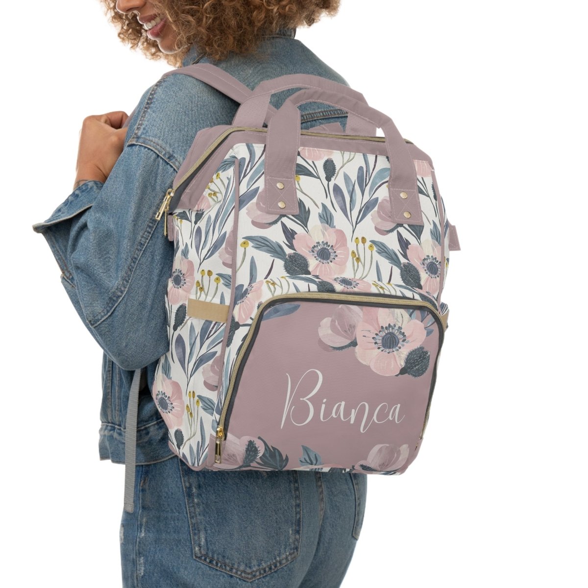 Moody Floral Personalized Backpack Diaper Bag - gender_girl, Moody Floral, text