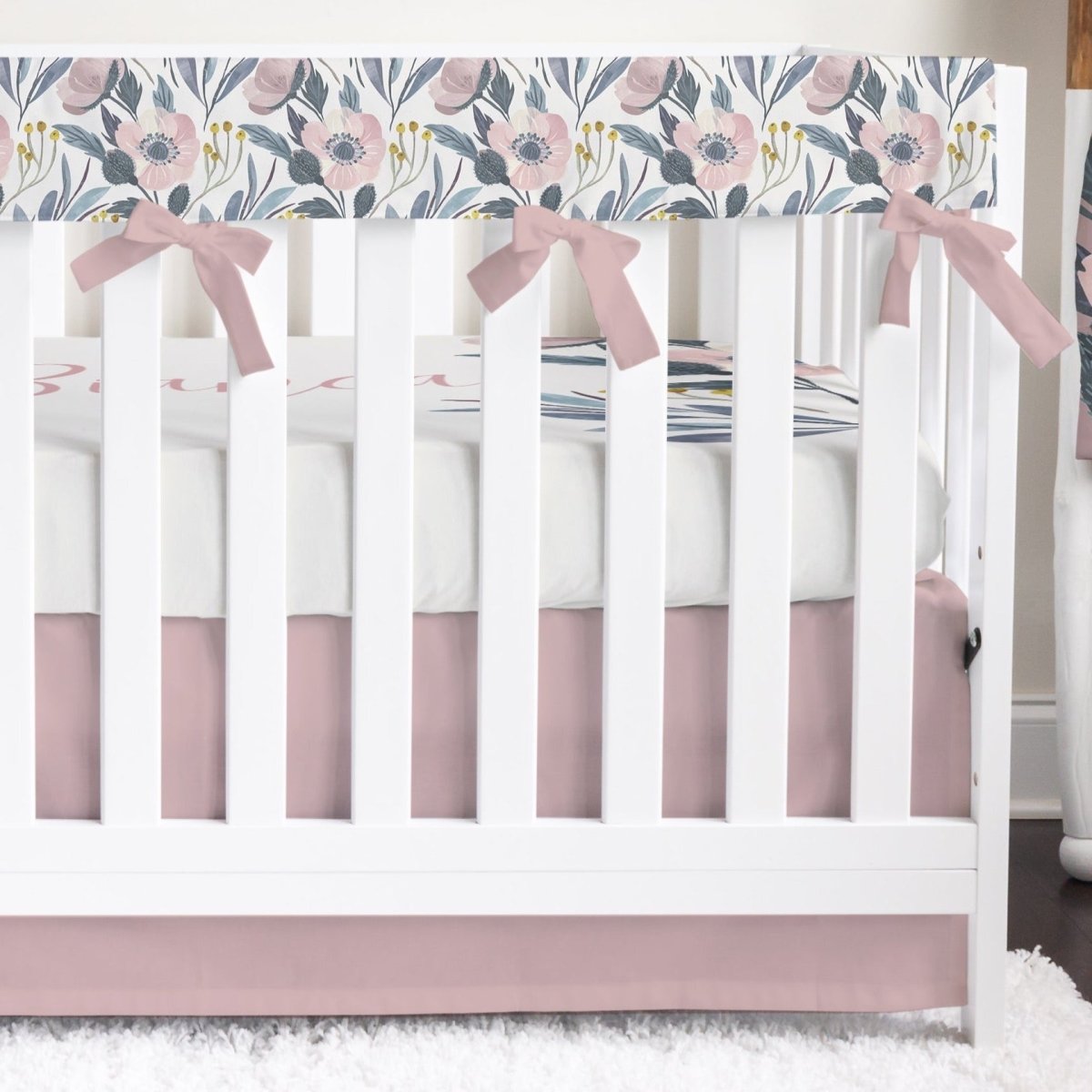 Moody Floral Solid Crib Bedding - gender_girl, Moody Floral, text