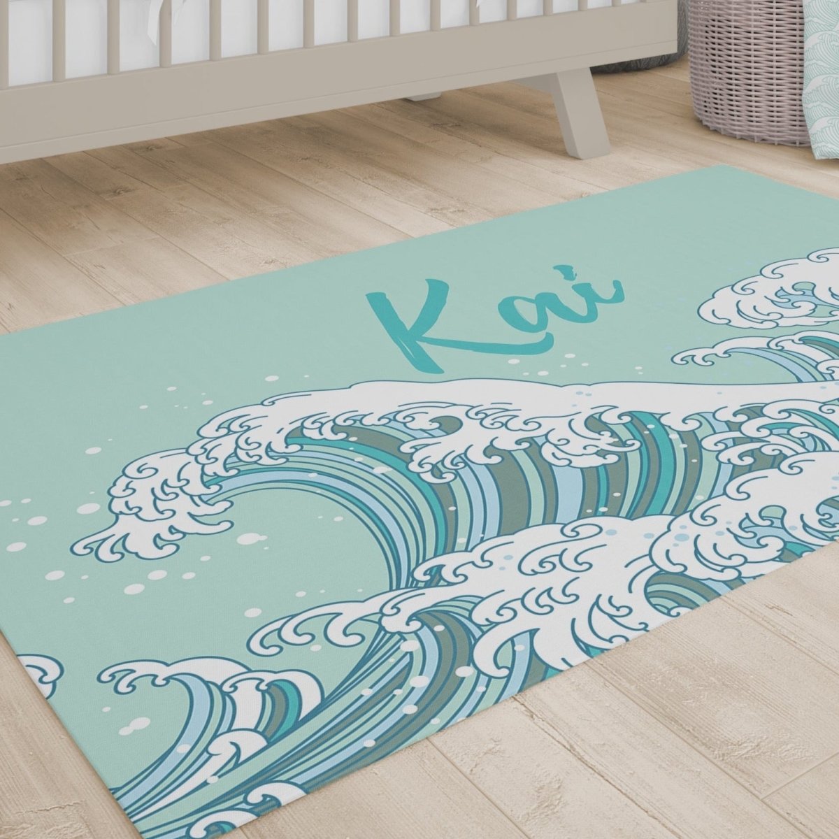 Ocean Tidal Waves Personalized Nursery Rug Crib Bedding & Nursery