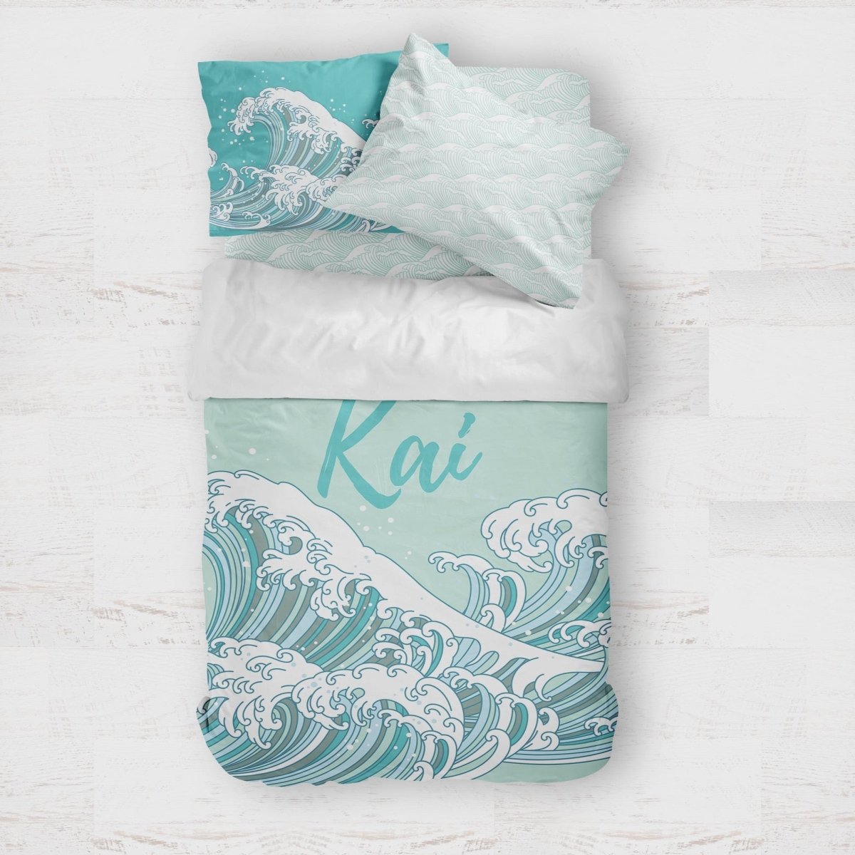 Ocean Waves Personalized Kids Bedding Set (Comforter or Duvet Cover) - gender_boy, gender_neutral, Ocean Waves