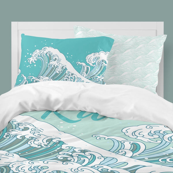 Ocean Waves Personalized Kids Bedding Set (Comforter or Duvet Cover) - gender_boy, gender_neutral, Ocean Waves