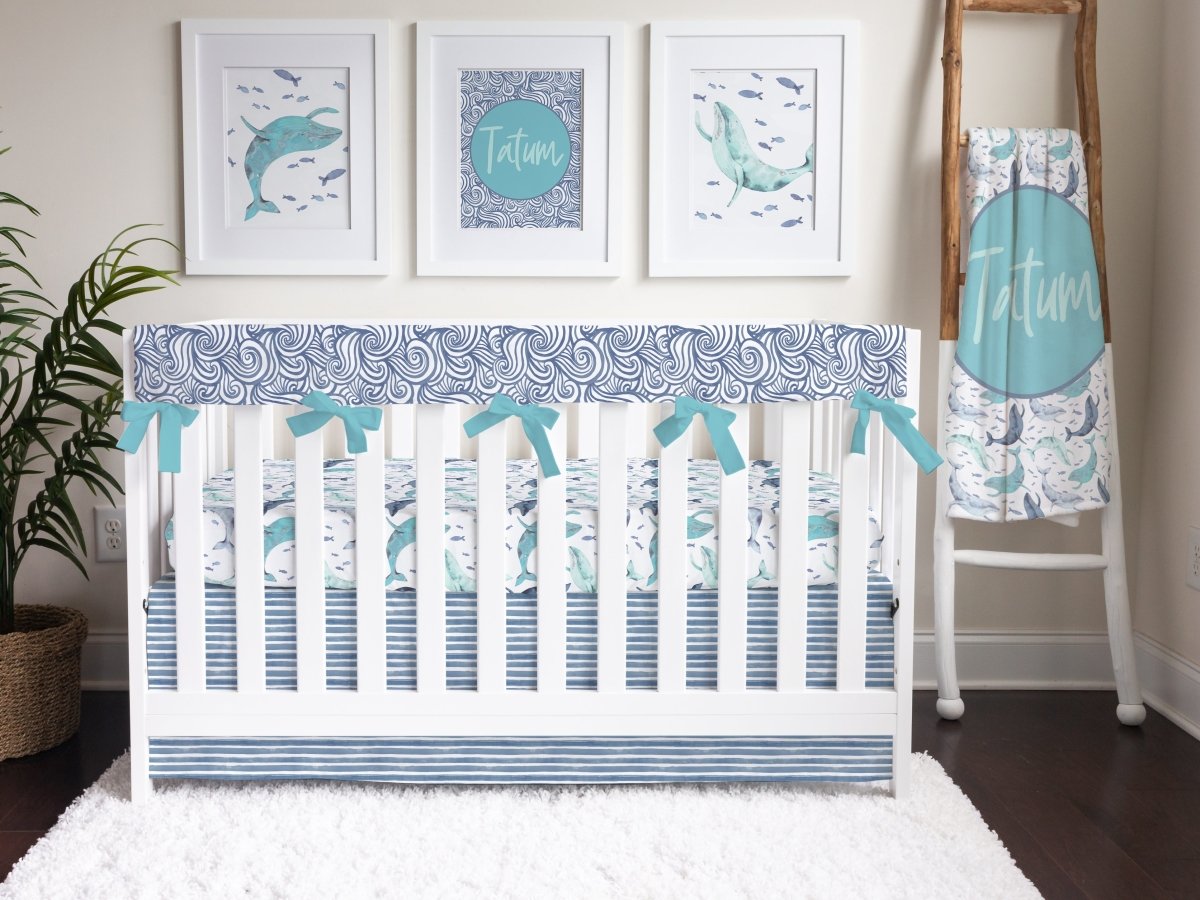 Oh Whale! Striped Crib Skirt - gender_boy, gender_neutral, Oh Whale!
