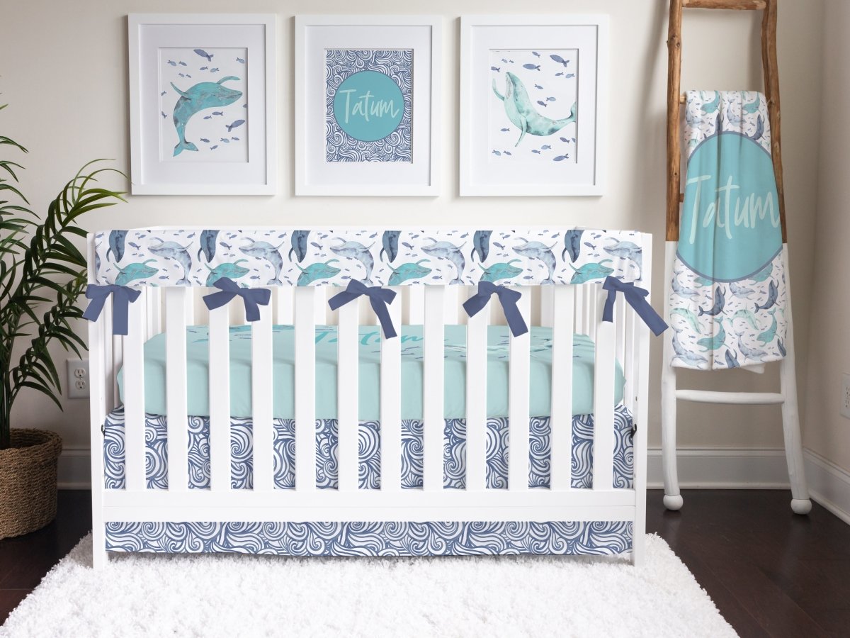 Oh Whale! Wave Crib Skirt - gender_boy, gender_neutral, Oh Whale!