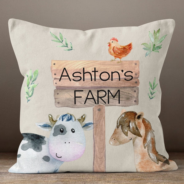 On the Farm Tan Personalized Throw Pillow - gender_boy, gender_neutral, On the Farm