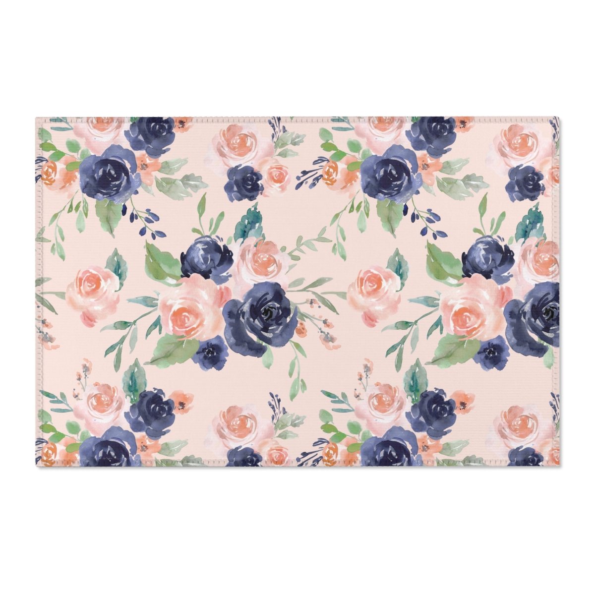 Peach & Navy Floral Nursery Rug - gender_girl, Peach & Navy Floral, Theme_Floral