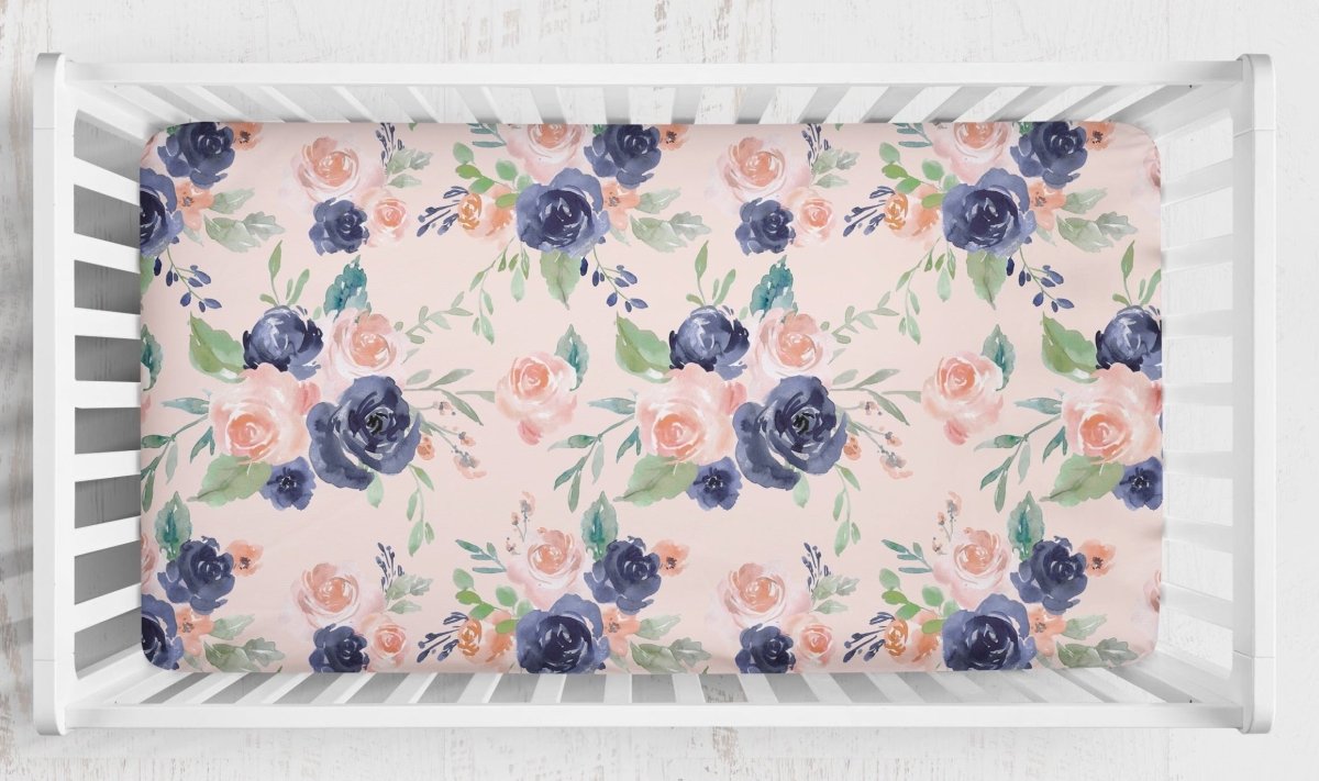 Peach & Navy Floral Nursery Starter Set - gender_girl, Peach & Navy Floral, text