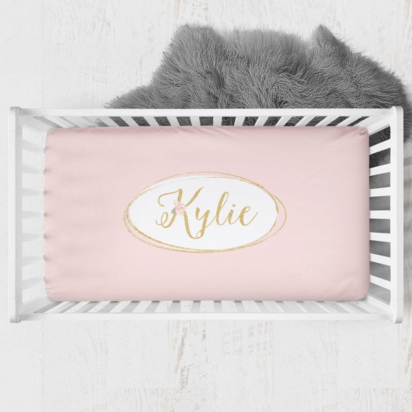 Personalized Pink Crib Sheet - gender_girl, Personalized_Yes, text