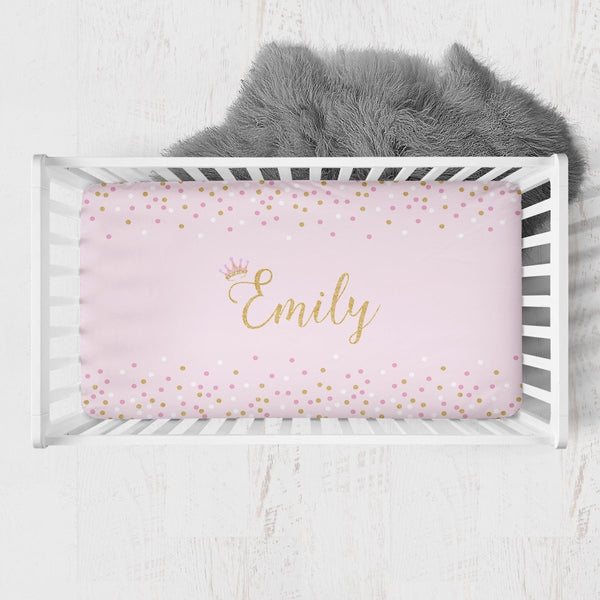 Pink Princess Personalized Crib Sheet - gender_girl, Personalized_Yes, text