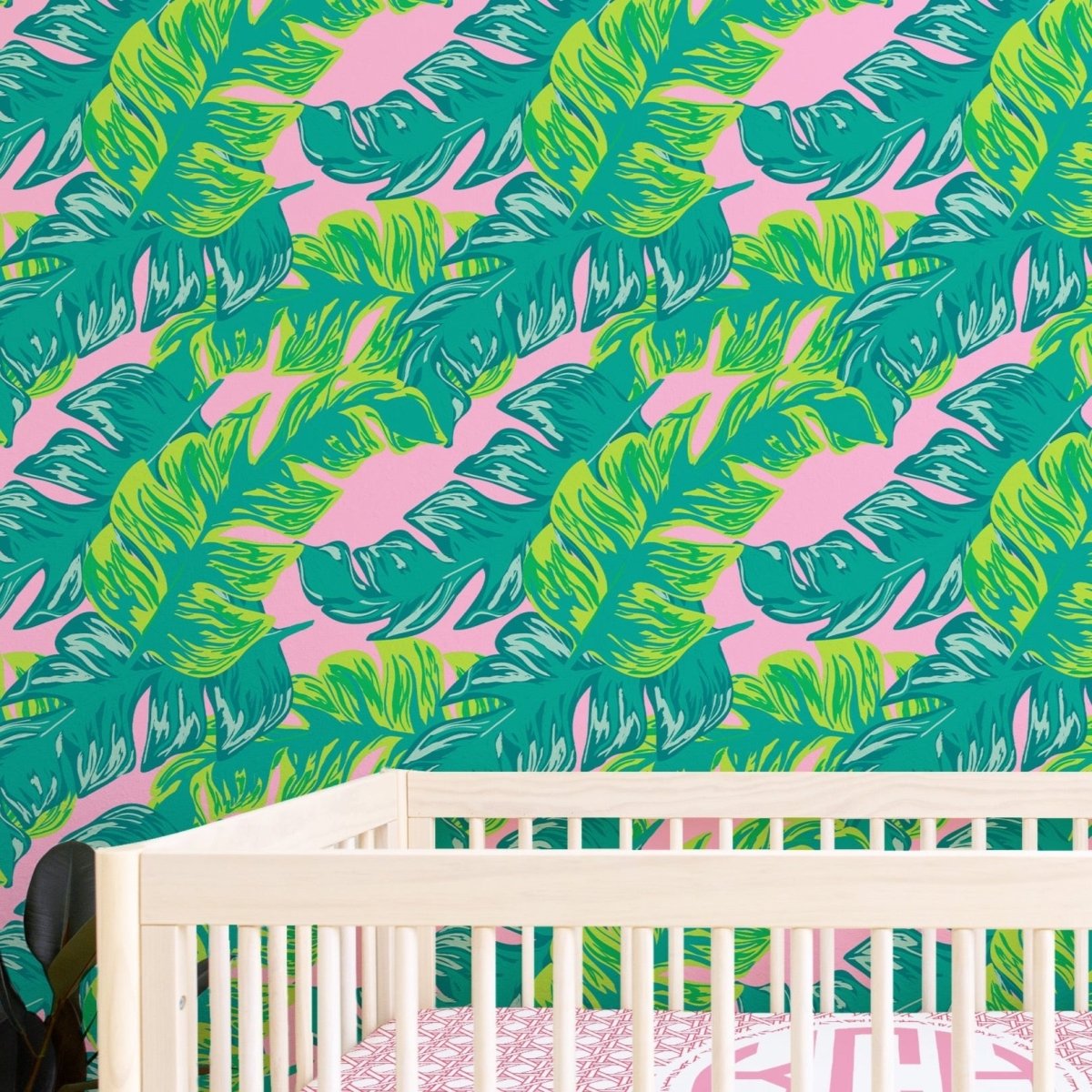 Preppy Summer Palm Leaf Peel & Stick Wallpaper - gender_girl, Preppy Summer, Theme_Tropical