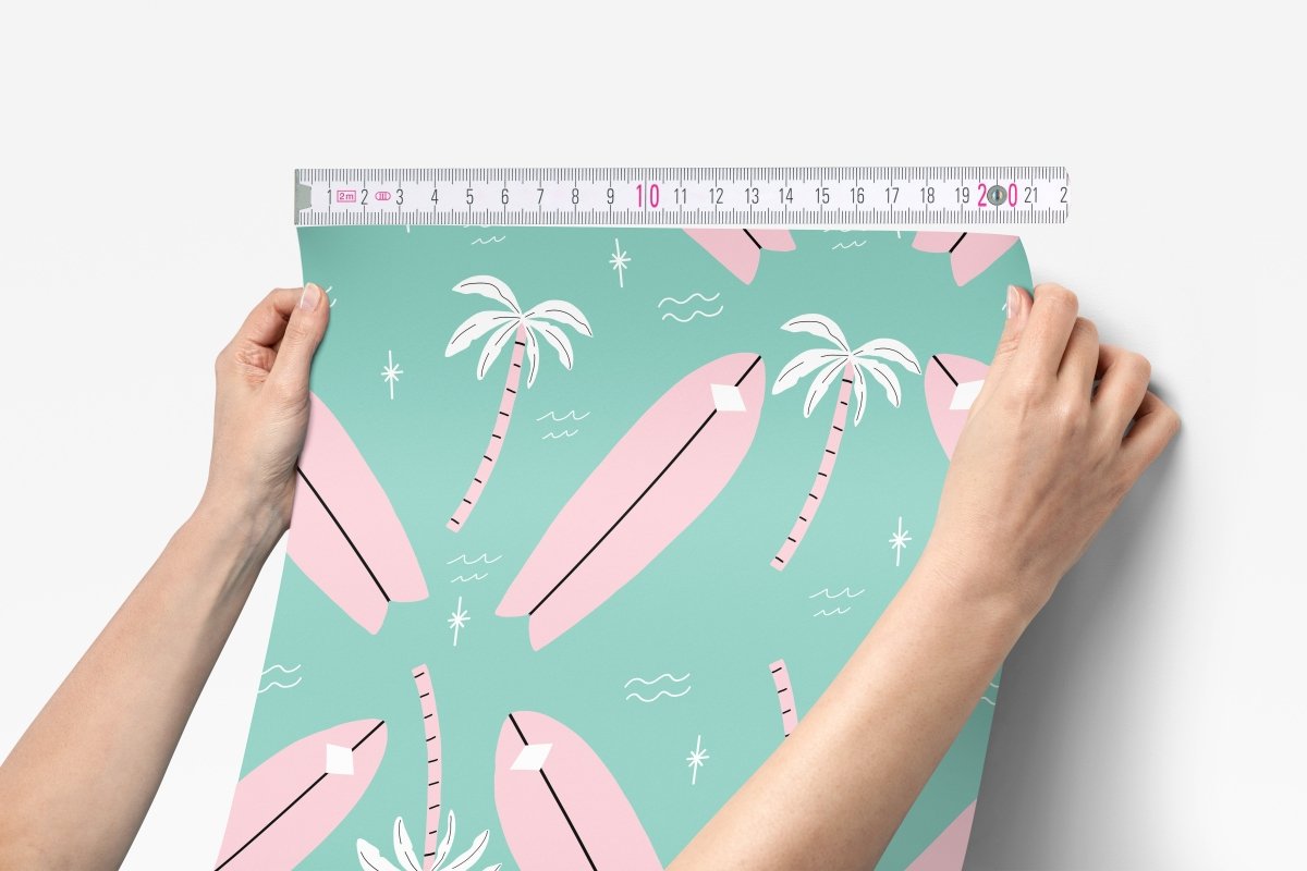 Preppy Surfer Palms Peel & Stick Wallpaper - boho dino, gender_girl, Theme_Ocean